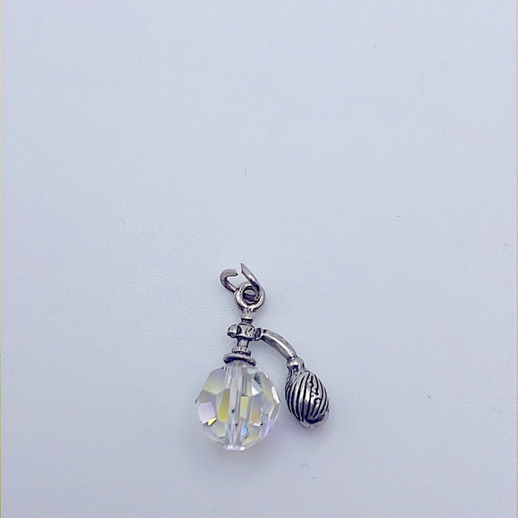 925 Sterling Silver and Faceted Crystal Perfume Bottle Charm or Pendant - Picture 1 of 4